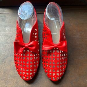 Women Bow Knot Pointed Toe Hollow Out Summer Shoes  - Size 42 // 9